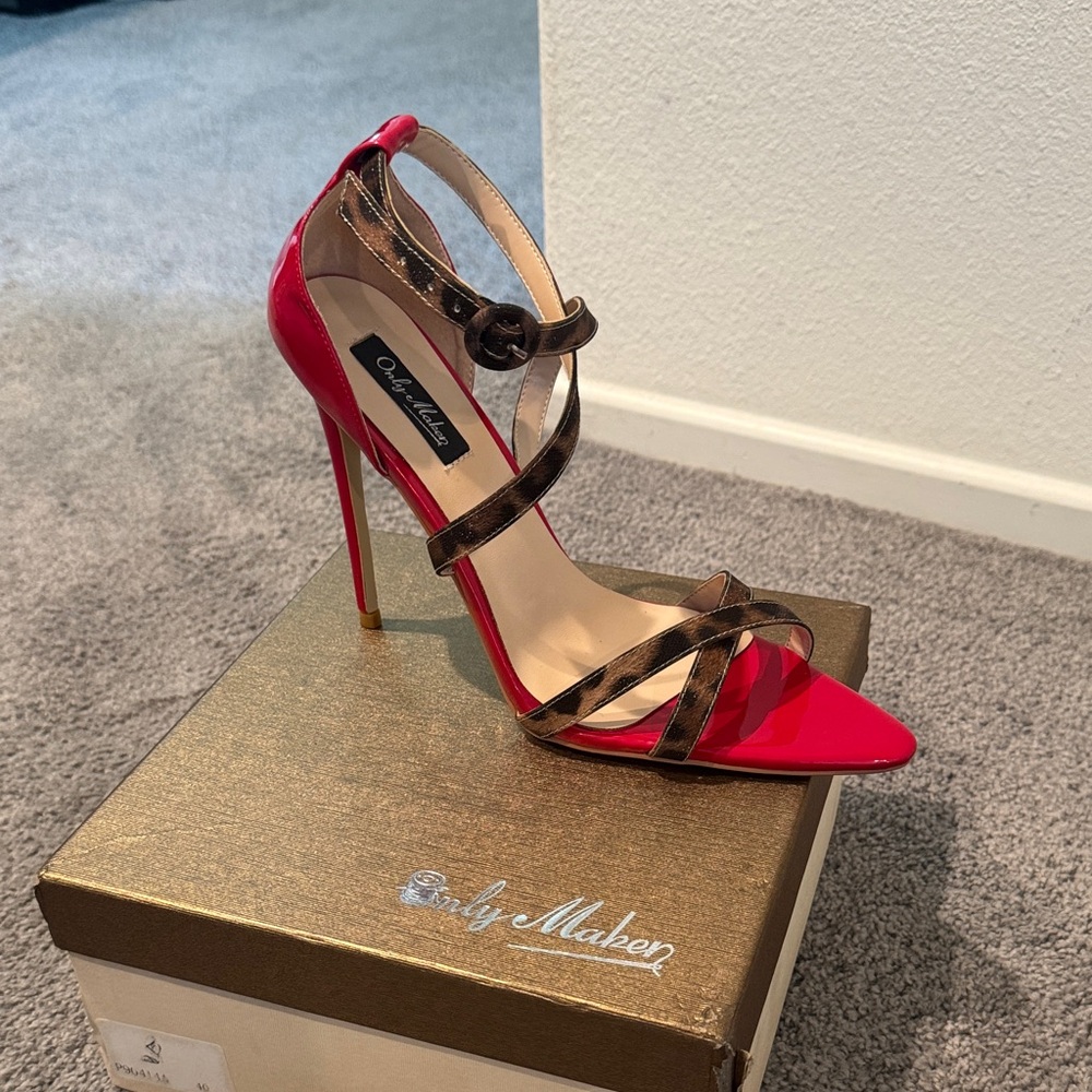 Stylish Red and Brown Strappy Heels